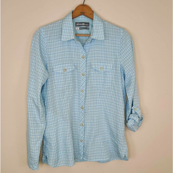 Eddie Bauer Travex Blue Outdoor Button Up Shirt